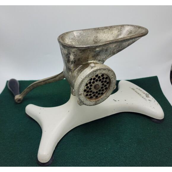 Vintage 70s Meat‎ Grinder Enterprise K-1978 White Cast-Iron No Clamp - Picture 8 of 16